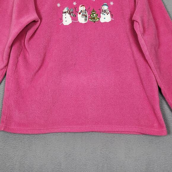 Croft & Barrow Sport Sweater Womens XL Pink Fleece Snowman Christmas Pullover - Picture 6 of 13
